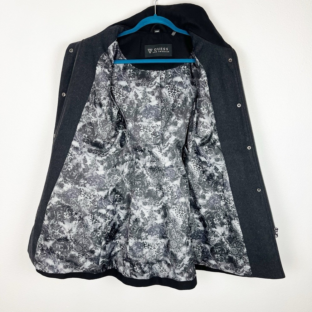 Guess Black Hooded Peacoat Winter Jacket - Picture 5 of 10
